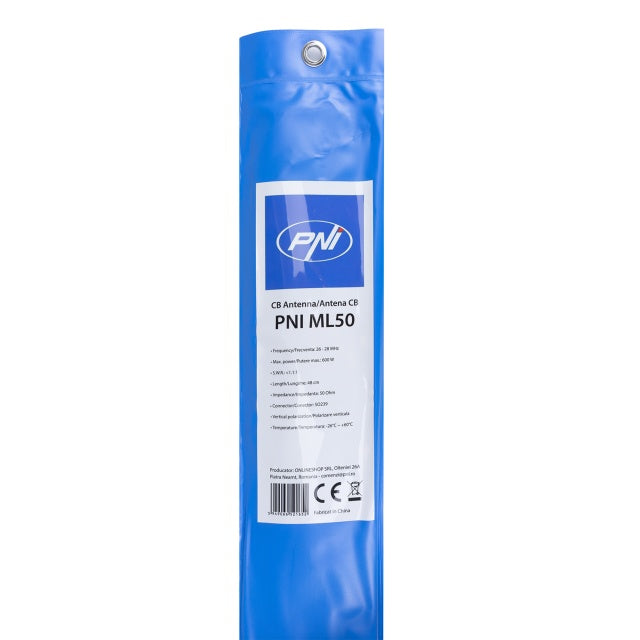 Antena CB PNI ML50, lungime 48cm, 26-28MHz, 600W cu cablu de legatura RG58 3,5 metri, fara mufa PL259
