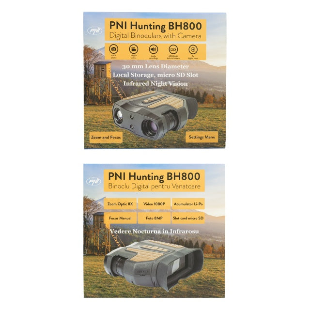 Binoclu digital pentru vanatoare PNI Hunting BH800, zoom digital 8x infrared night vision, functioneaza si noaptea