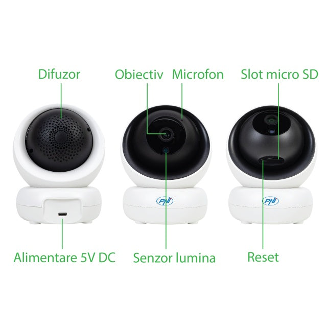 Camera supraveghere video PNI IP735 3Mp cu IP P2P PTZ wireless, slot card microSD, control din aplicatie