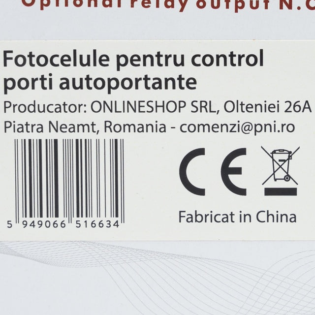Fotocelule PNI CEL130, 1.92KHz, 12-24V, pentru porti autoportante, IP55, negru, 2 bucati