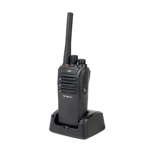 Kit 2 statii radio portabile PNI PMR R17 446MHz, 0.5W, 16 canale PMR si tonuri 50 CTCSS si 104 DCS, programabila, Li-Ion 2200 mAh, IP68