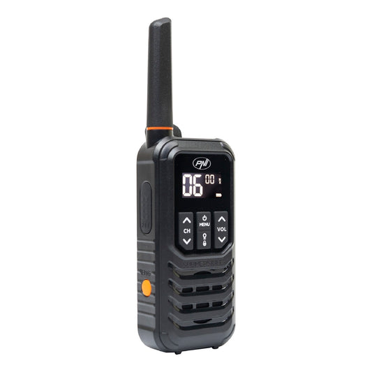Kit 6 statii radio portabile PNI PMR R80 PRO 0.5W, 16 canale, Waterproof IP67, cu lanterna LED, buton SOS, VOX, USB-C