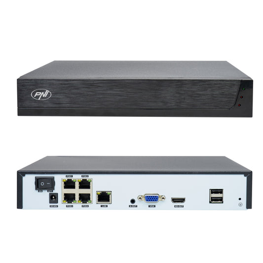 Kit supraveghere video PNI House IPMAX POE 3LR, NVR cu 4 porturi POE cu 4 camere cu IP 3MP, de exterior si HDD PNI SafeHouse 1TB inclus