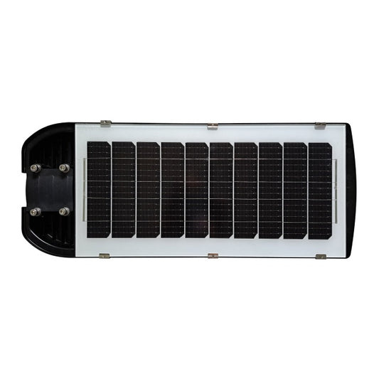 Lampa de iluminat stradal PNI SL130 300W, cu panou solar incorporat 20W, 6500K, 2900lm, 4 x acumulator 20Ah incorporat, senzor de miscare cu microunde