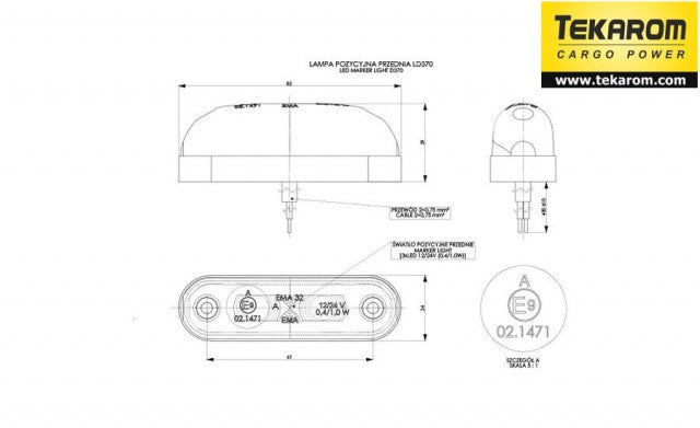 Lampa pozitie ovala alba HORPOL