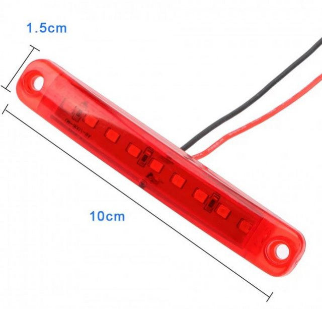 Lampa pozitie-strobo rosie 9 leduri 10x1.5 cm