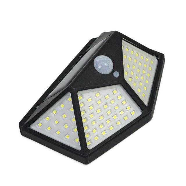 Lampa solara LED PNI GreenHouse WS10, 100 LED-uri, 600 lm, unghi PIR 120 grade, acumulator 1800 mAh, montaj pe perete