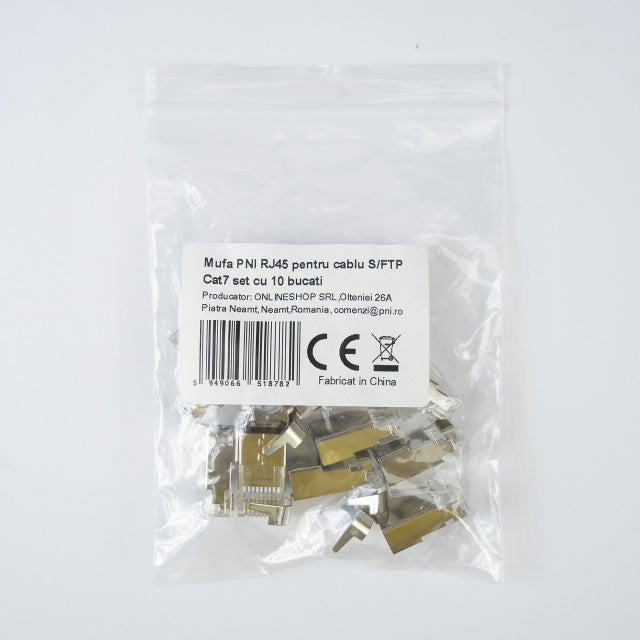 Mufa PNI RJ45 pentru cablu S/FTP Cat7 set cu 10 bucati