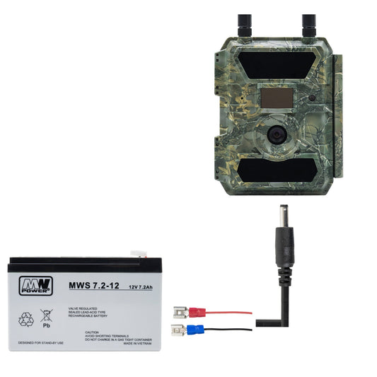 Pachet camera vanatoare PNI Hunting 400C carcasa, sufa securitate, acumulator 7.2Ah si cablu alimentare