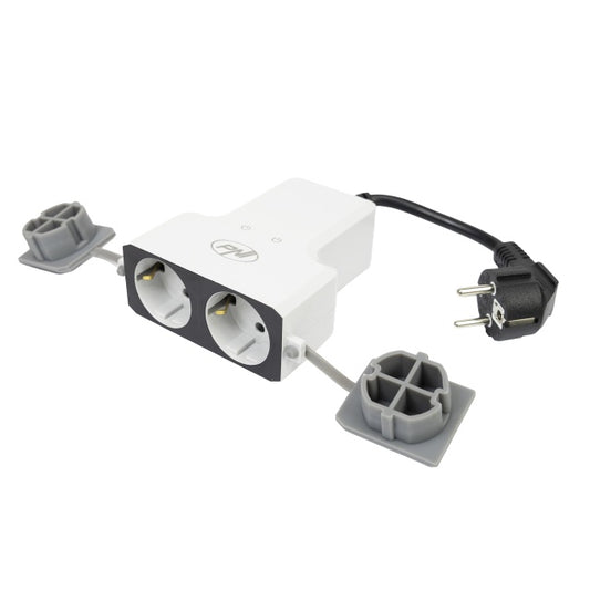 Priza inteligenta dubla de exterior PNI SafeHome PT840S WiFi comanda prin internet, aplicatie de mobil Tuya Smart, integrare in scenarii si automatizari smart cu alte produse compatibile Tuya, Alexa s