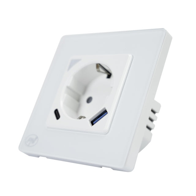 Priza inteligenta PNI SmartHome WP202 WiFi, montaj ingropat, control prin internet, aplicatie dedicata Tuya Smart, compatibila Amazon Alexa si Google Home