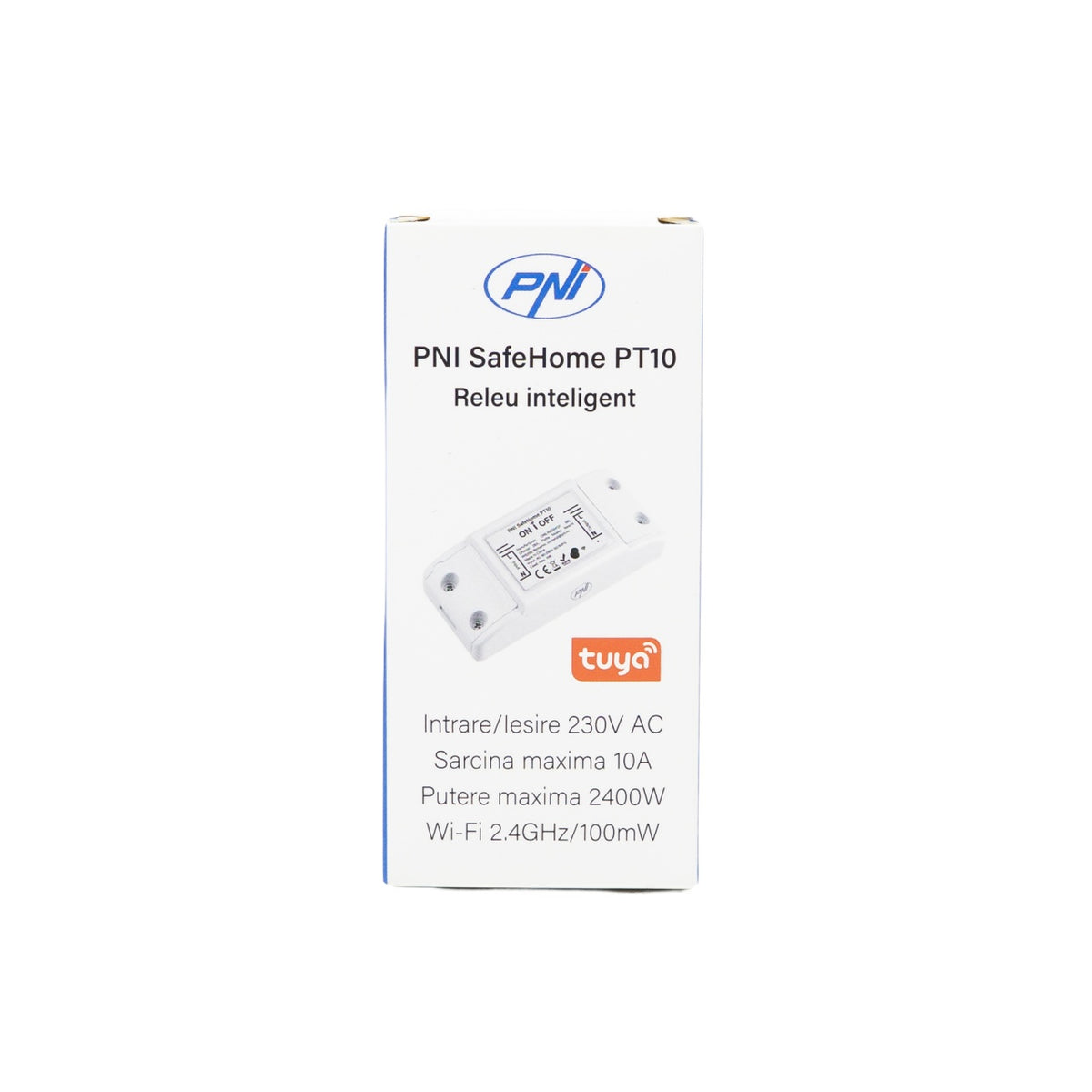 Releu inteligent PNI SafeHome PT10 WiFi, ON / OFF iesire 230V 10A, comanda prin internet, aplicatie de mobil Tuya Smart integrare in scenarii si automatizari smart cu alte produse compatibile Tuya