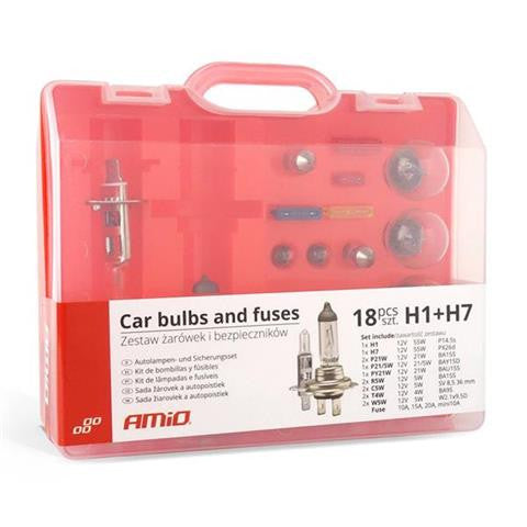Set becuri cu halogen si sigurante 19buc - H1 + H7