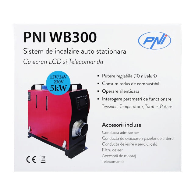 Sistem de incalzire auto stationara PNI WB300 Diesel 5kW 12V/24V, 230V, 10 niveluri de putere sirocou