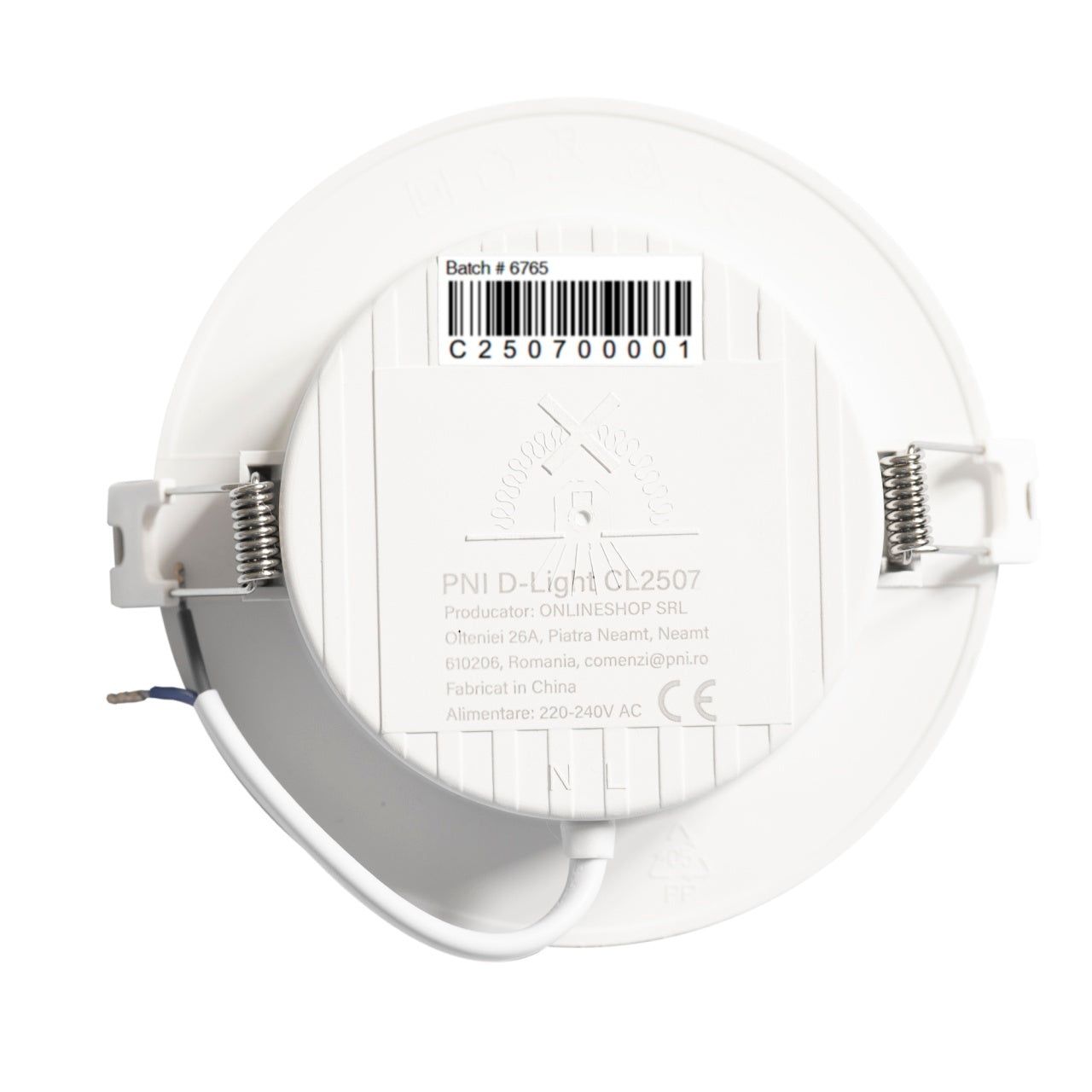 Spot LED PNI D-Light CL2507 6W, incastrabil, rotund 12 cm, 4200K, alimentare 230V, 660 lm, alb neutru