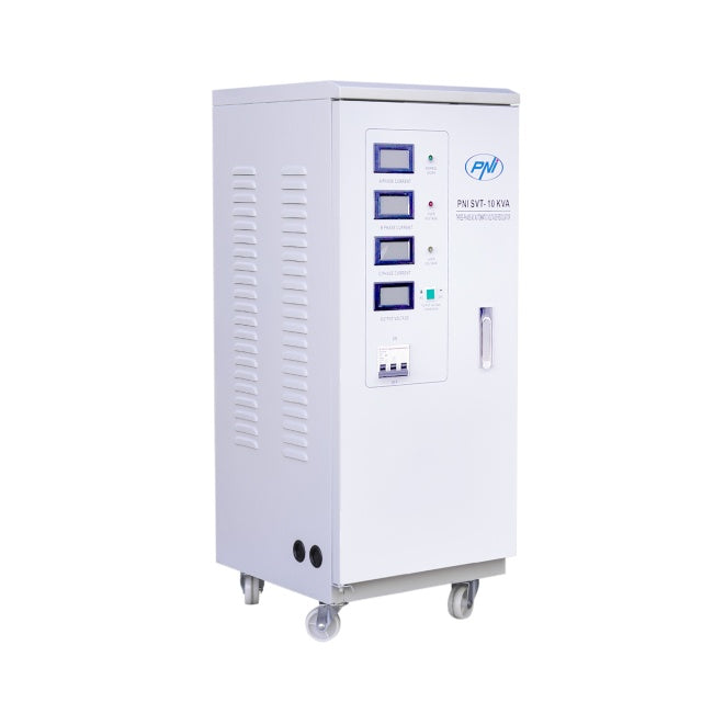 Stabilizator de tensiune trifazat PNI SVT-10K cu servomotor, 10000VA, 8000W, iesire 380V