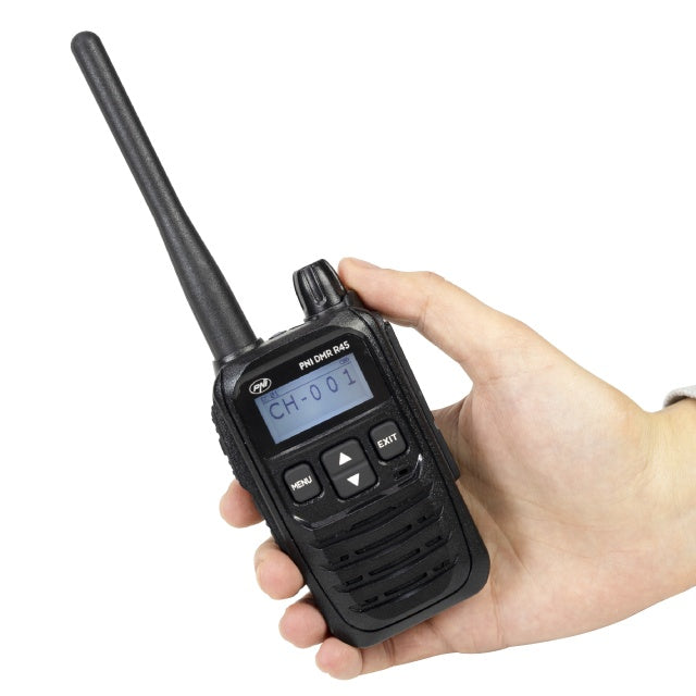 Statie radio portabila PNI DMR R45, digital si analogic, 446MHz, 16 canale digitale si 99 canale analogice, functie inregistrare voce, baterie Li-Ion 2000mAh