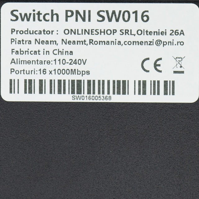 Switch PNI SW016, 16 x 10/100/1000 Mbps, Gigabit, carcasa metalica