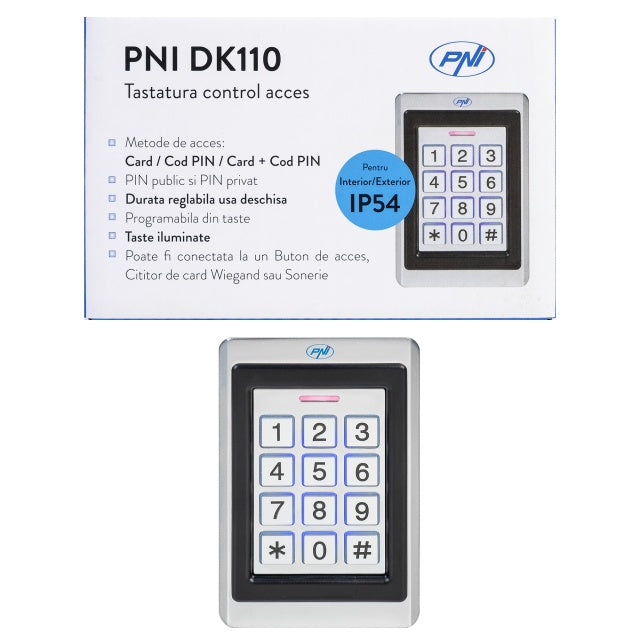 Tastatura control acces PNI DK110, stand alone, exterior si interior, IP54