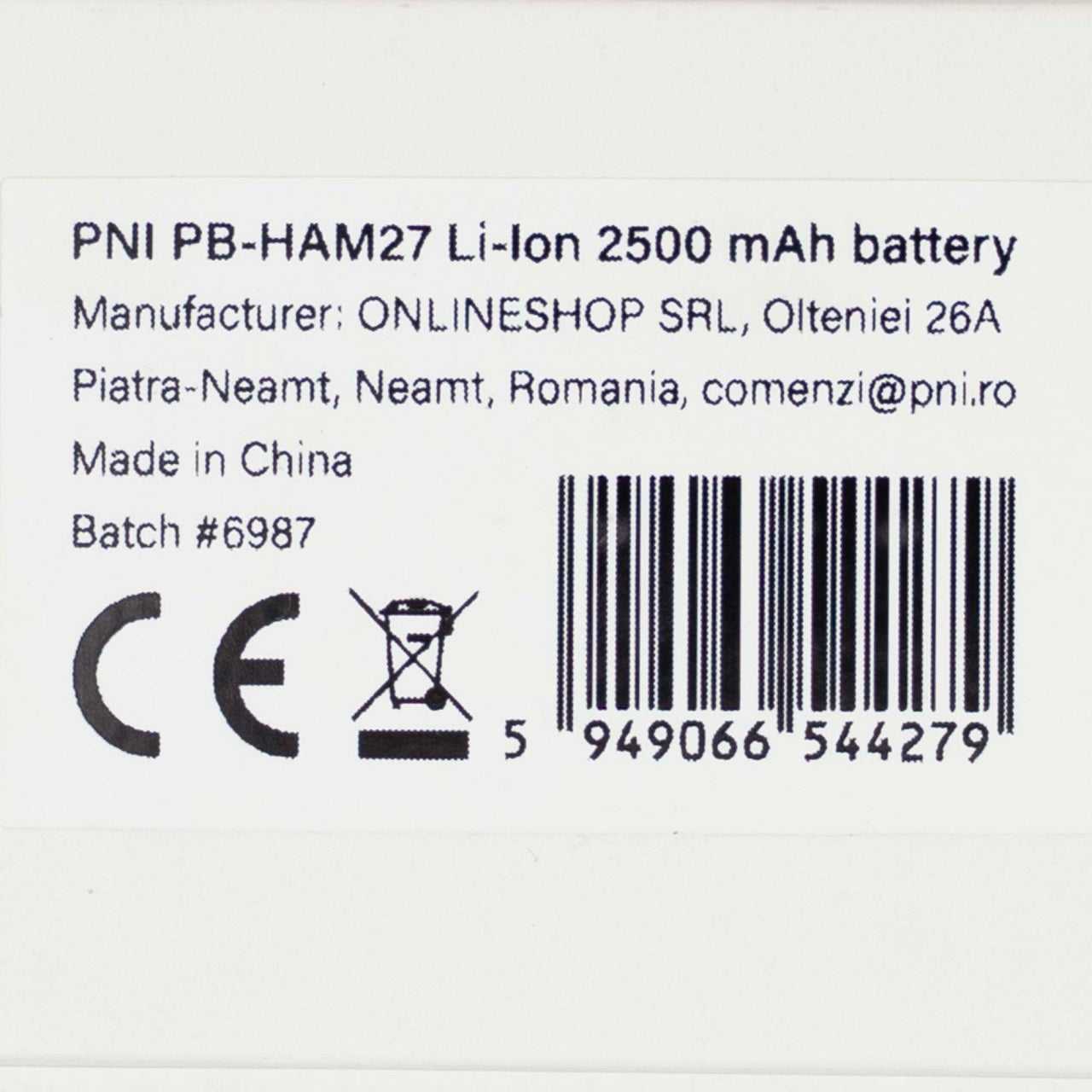 Acumulator PNI PB-HAM27 Li-Ion 2500 mAh pentru scaner PNI HAM27