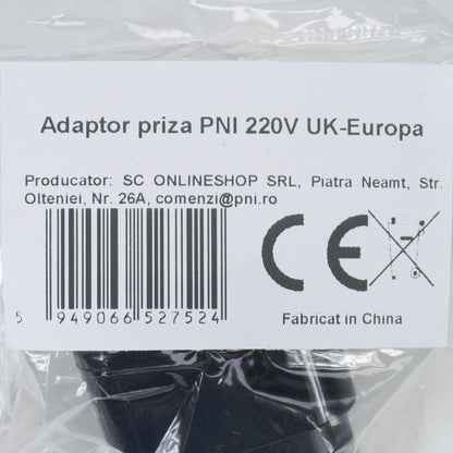 Adaptor priza PNI UK-Europa, 220V, negru