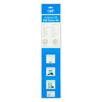 Antena CB PNI Extra 48, cu magnet inclus, 45 cm, 26-30MHz, 150W, SWR 1.0, fibra de sticla
