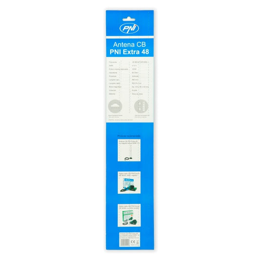 Antena CB PNI Extra 48, cu magnet inclus, 45 cm, 26-30MHz, 150W, SWR 1.0, fibra de sticla