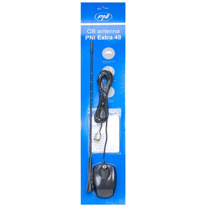 Antena CB PNI Extra 48, cu magnet inclus, 45 cm, 26-30MHz, 150W, SWR 1.0, fibra de sticla