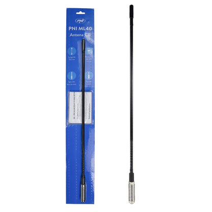 Antena CB PNI ML40, lungime 57 cm, cu adaptor filetat tata-tata M6 la M5 inclus