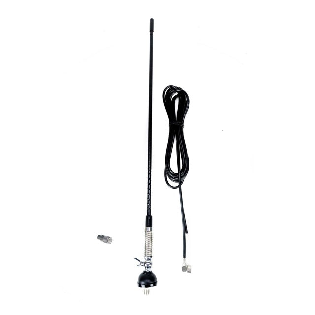 Antena CB PNI S60 cu fluture, lungime spic 59 cm, cu montura, cablu 4 m si mufa PL, fibra de sticla