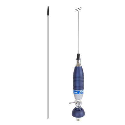 Antena CB Sirio SUPER 9 cu fluture, lungime 155 cm, 27 - 28.5 MHz, 250W, montura, cablu RG58 de 4m si mufa PL259 incluse