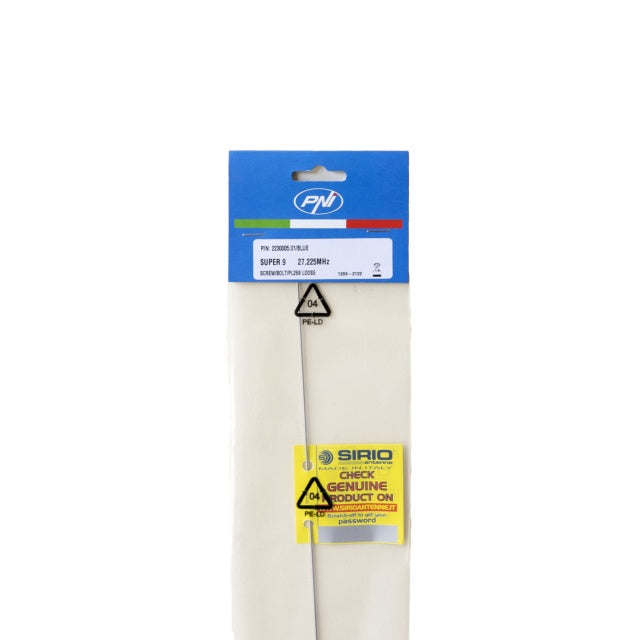 Antena CB Sirio SUPER 9 cu fluture, lungime 155 cm, 27 - 28.5 MHz, 250W, montura, cablu RG58 de 4m si mufa PL259 incluse