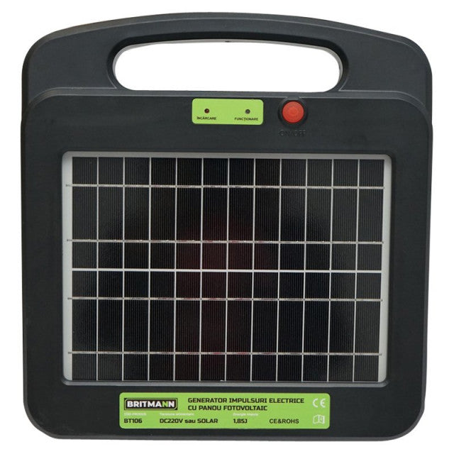 Aparat generator de impulsuri DC 12V/220V, cu panou solar pentru gard electric