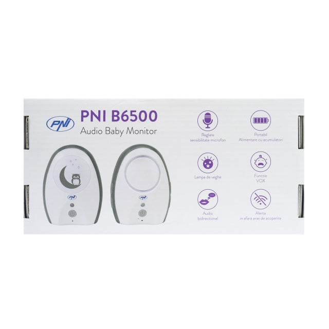 Audio Baby Monitor PNI B6500 wireless, intercom, cu lampa de noapte, functie Vox si Pager, sensibilitate microfon reglabila