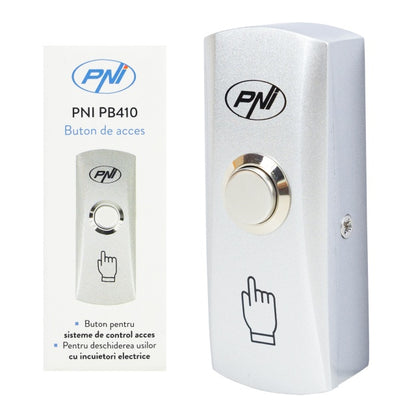 Buton de acces PNI PB410, contact iesire NO/COM, max. 12V/24V 0.5A, aliaj de zinc