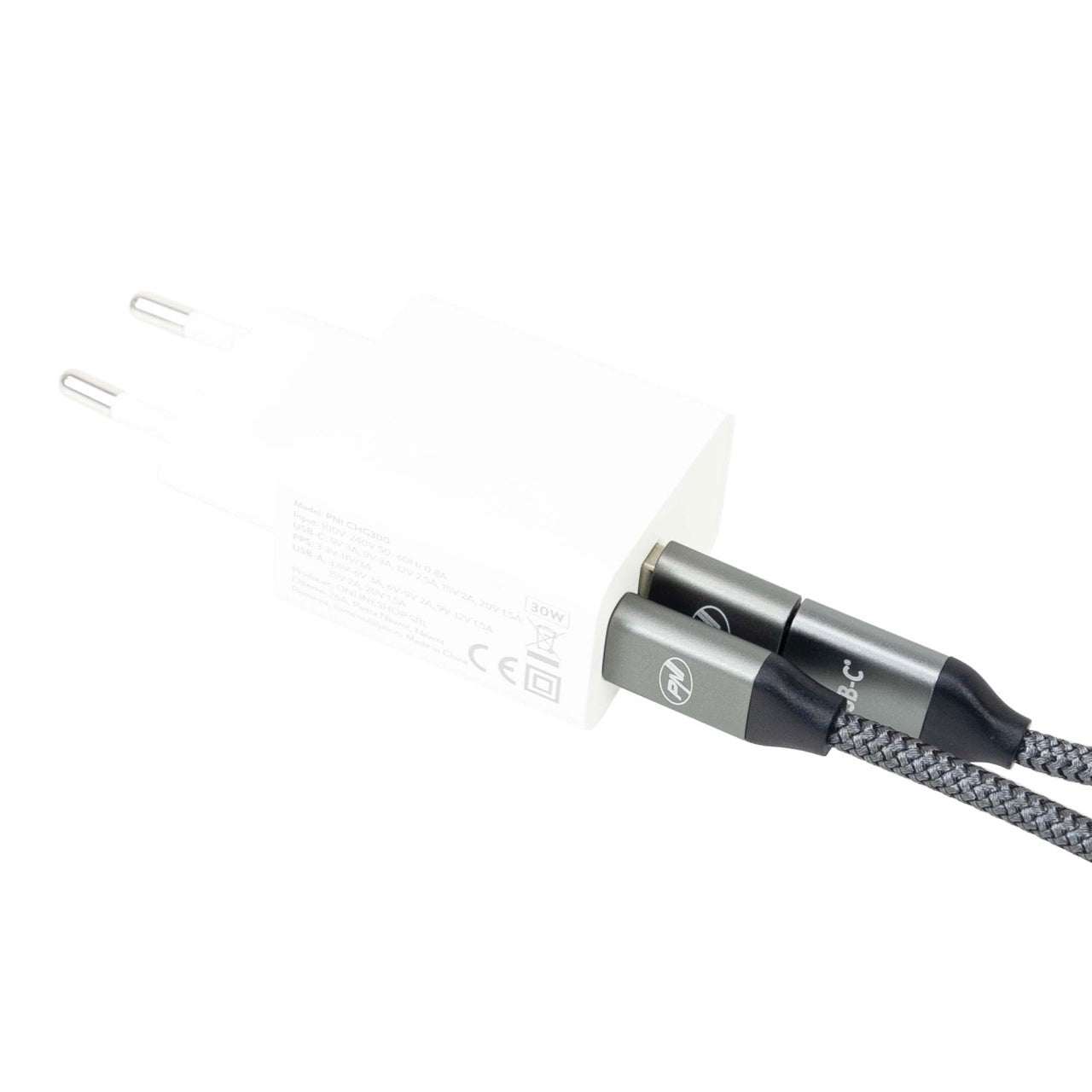 Cablu date si incarcare PNI CD600 USB Type-C la Type-C 60W + adaptor USB Type-C la USB-A, lungime 1m