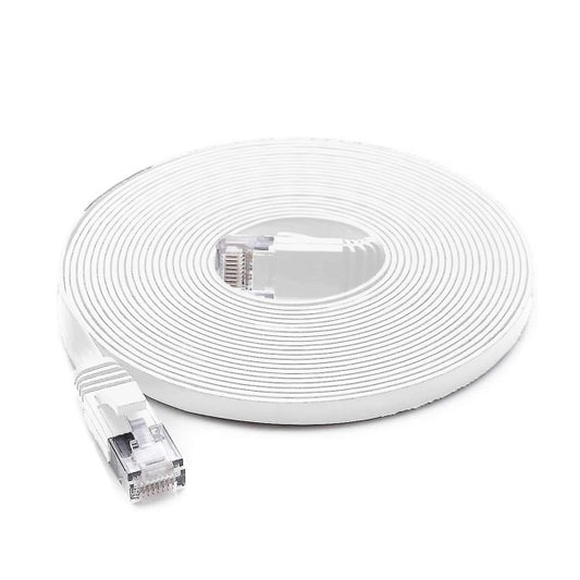 Cablu de retea plat S/STP CAT8 PNI U8100W, 2 x RJ45, 4 perechi de fire, 28AWG, cupru, 40 Gbps, 2000 MHz, 10m, alb