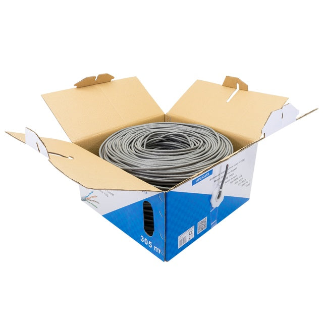 Cablu UTP CAT6 PNI U06 cu 4 perechi de fire torsadate 0.50 mm CCA, pentru internet si sisteme de supraveghere, rola 305m