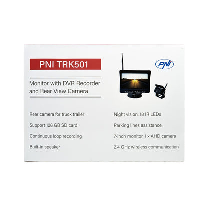 Camera de mers inapoi si monitor LCD wireless PNI TRK501 cu functie DVR, slot card micro SD, LED-uri IR, pentru camion