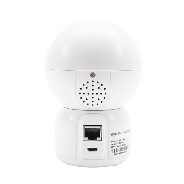 Camera supraveghere video PNI IP390T 1080P cu PTZ WiFi H264+ suporta microSD 128GB, Night Vision, aplicatia Tuya, P2P, Android, iOS, pentru interior, rotire dupa miscare, alarma la miscare