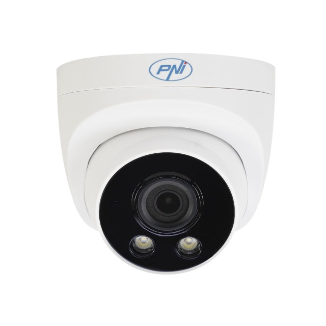 Camera supraveghere video PNI IP505J POE, 5MP, dome, 2.8mm, pentru exterior, alb