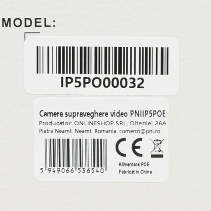 Camera supraveghere video PNI IP5POE, 5MP, D-WDR, 4.0mm, 6 LED-uri, IP66, alb