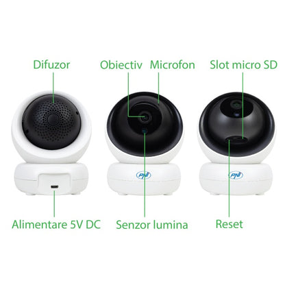 Camera supraveghere video PNI IP735 3Mp cu IP P2P PTZ wireless, slot card microSD, control din aplicatie