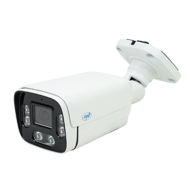Camera supraveghere video PNI IP780, 8MP, 4K, IP, 6 LED-uri IR, IP66, alb