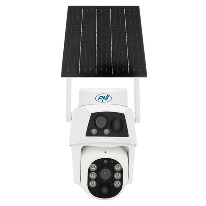 Camera supraveghere video PNI IP794 cu Wi-Fi, PTZ, dual lens 2MP + 2MP, panou solar 5.5W, acumulator bloc 8000mAh