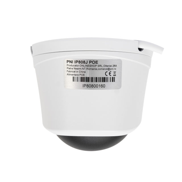 Camera supraveghere video PNI IP808J, POE, 8MP, black light, lentila 2.8mm, pentru exterior, alb