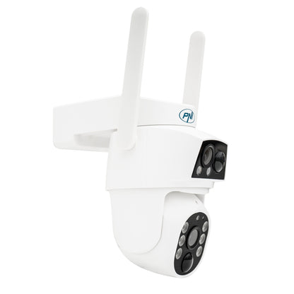 Camera supraveghere video PNI IP894 GSM 4G PTZ, dual lens 2MP + 2MP, panou solar 5.5W, acumulator bloc 8000mAh