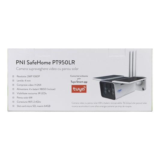 Camera supraveghere video PNI SafeHome PT950LR 1080P 2MP cu panou solar 6W, WiFi, acumulator, control prin aplicatia Tuya Smart, integrare in scenarii si automatizari smart cu alte produse compatibile