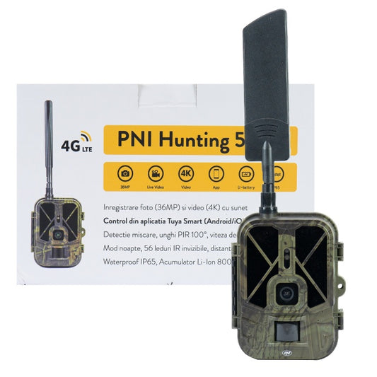 Camera vanatoare PNI Hunting 550C Internet 4G LTE, acces live si notificari prin aplicatia Tuya, acumulator reincarcabil inclus 8000 mAh