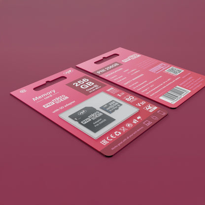 Card de memorie MicroSD PNI 256GB cu adaptor SD Clasa 10, 80 Mb/s, V30